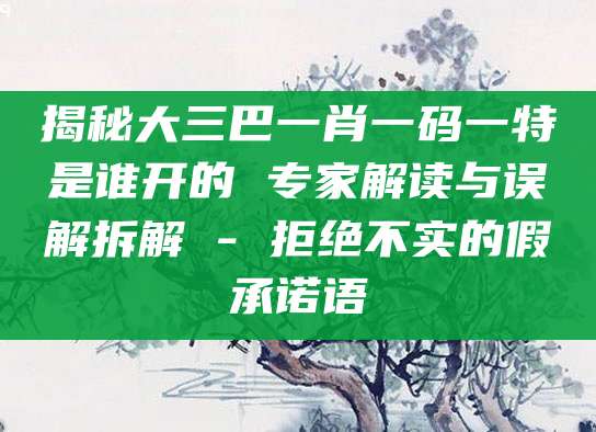 揭秘大三巴一肖一码一特是谁开的 专家解读与误解拆解 - 拒绝不实的假承诺语